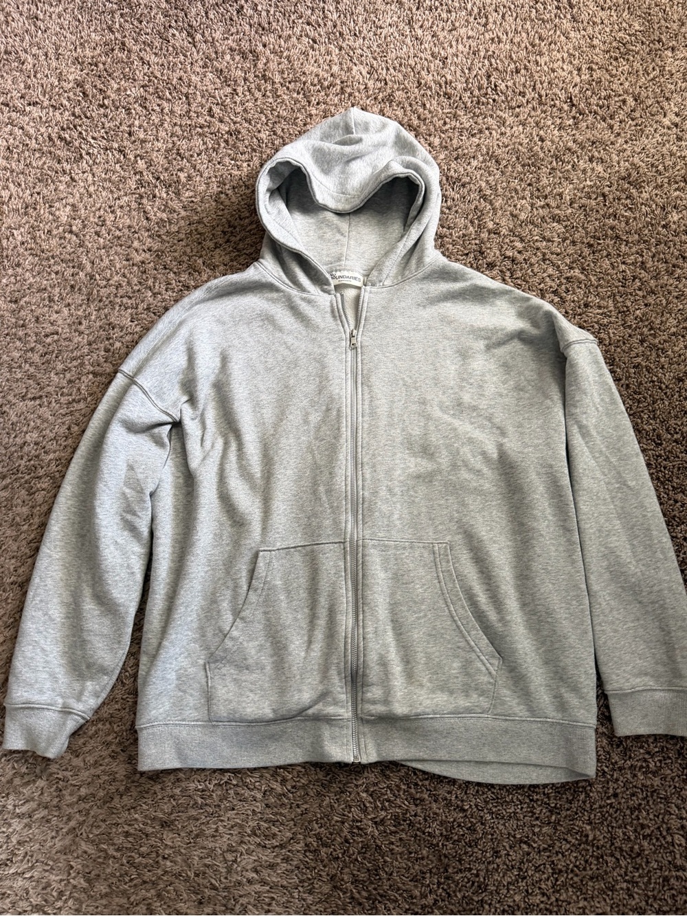 No Boundaries Heather Gray Oversized Zip-Up Hoodie - Size XL (46-48)